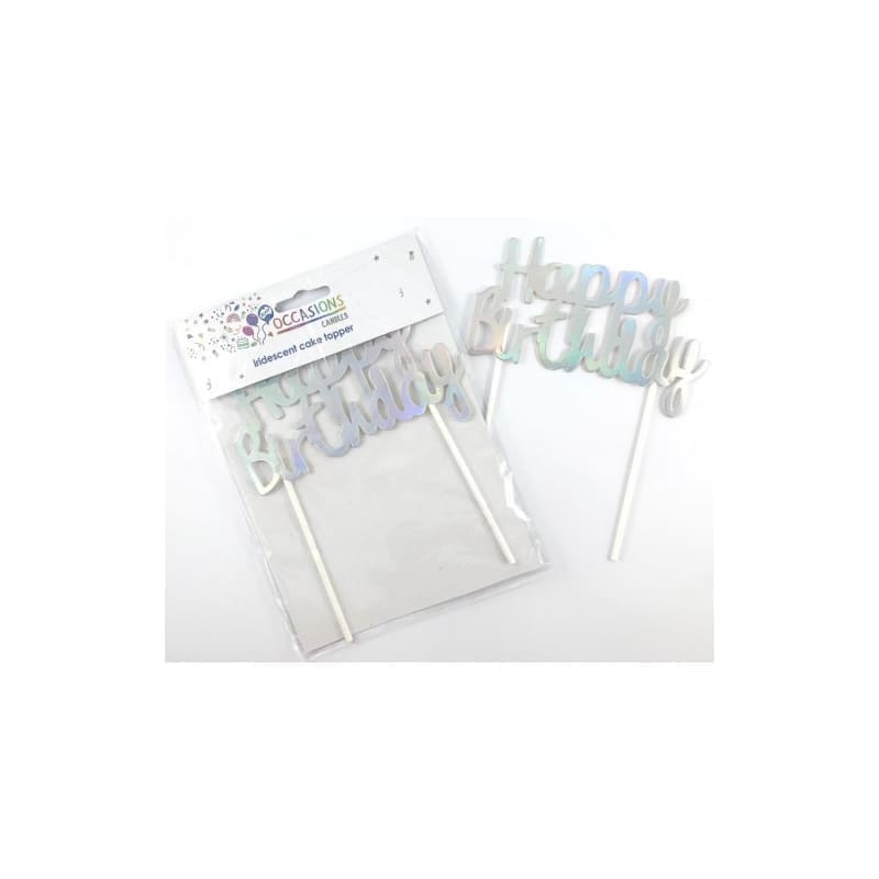 Cake Topper Happy Birthday Iridescent