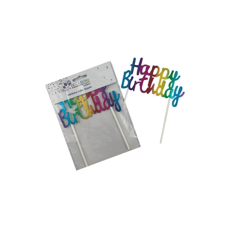 Cake Topper Happy Birthday Met Rainbow