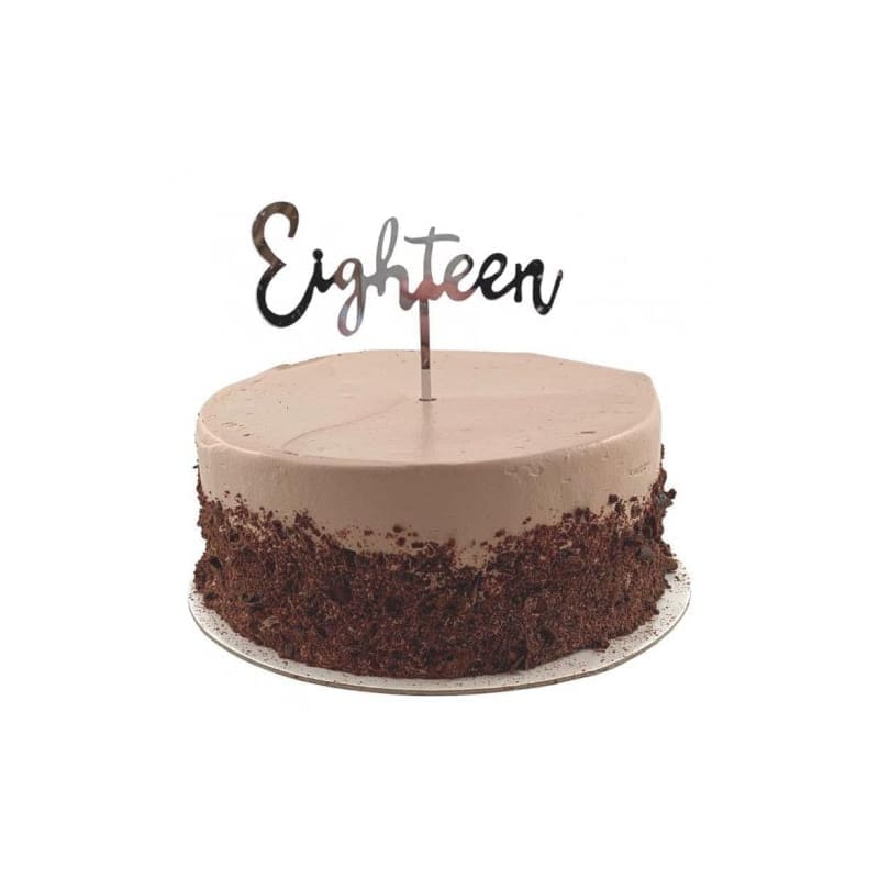 Cake Topper Acrylic Eighteen Silver