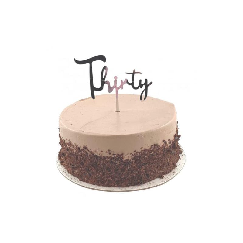 Cake Topper Acrylic Thirty Silver