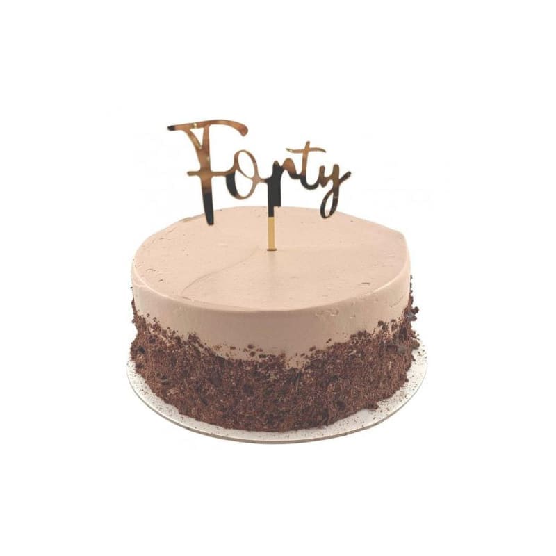 Cake Topper Acrylic Forty Gold