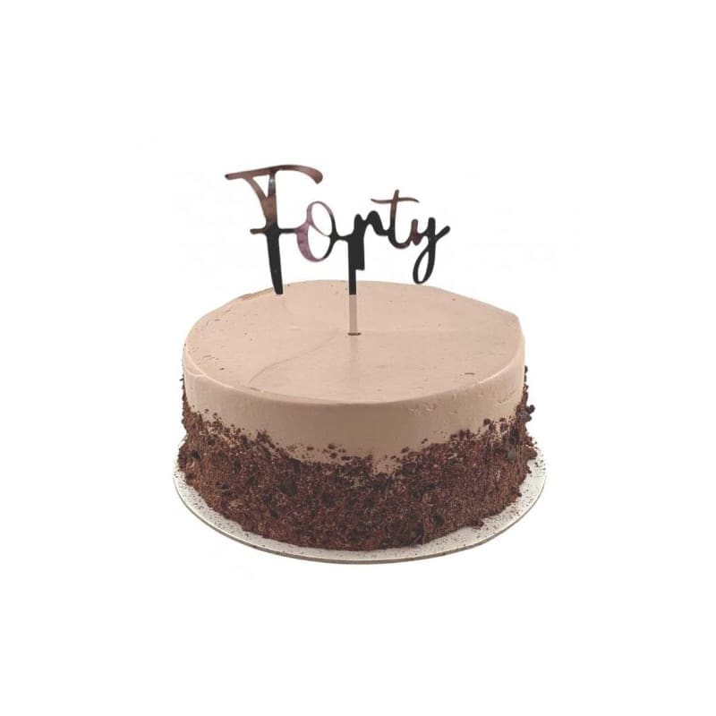 Cake Topper Acrylic Forty Silver