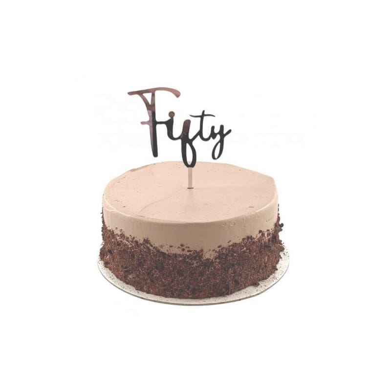 Cake Topper Acrylic Fifty Silver