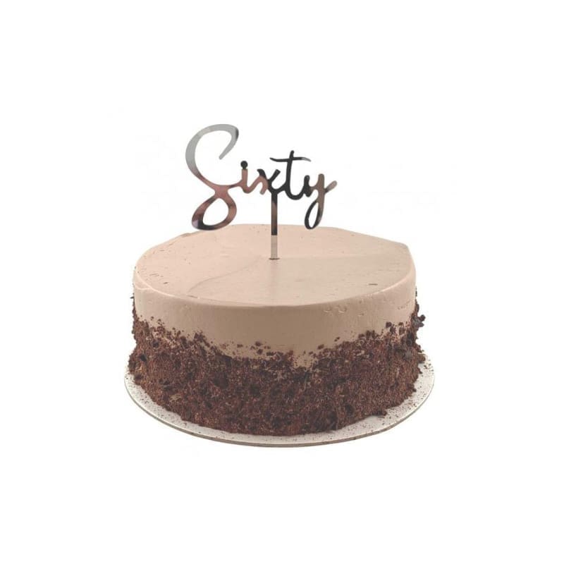 Cake Topper Acrylic Sixty Silver