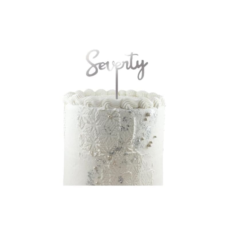 Cake Topper Acrylic Seventy Silver