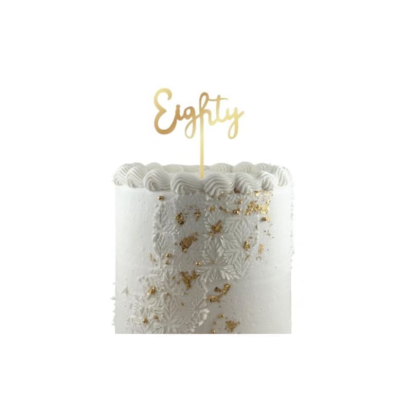 Cake Topper Acrylic Eighty Gold