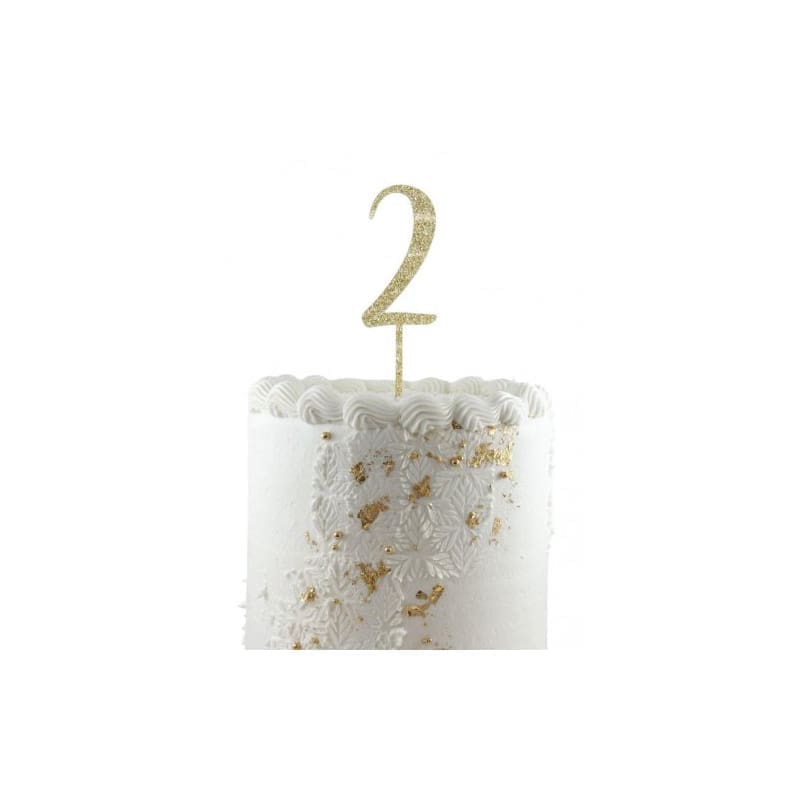 Cake Topper Acrylic Glitter Gold 2
