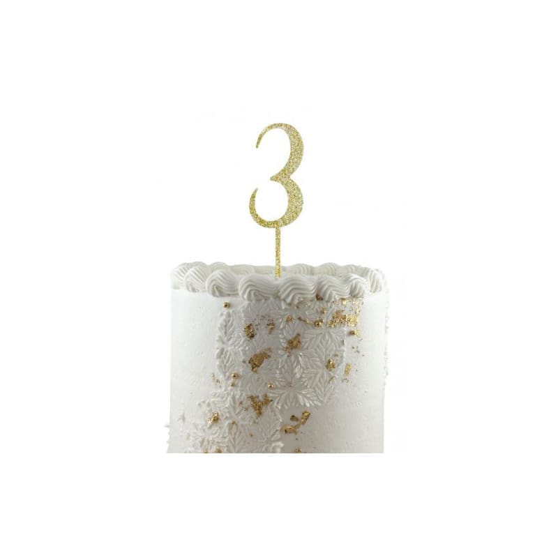 Cake Topper Acrylic Glitter Gold 3