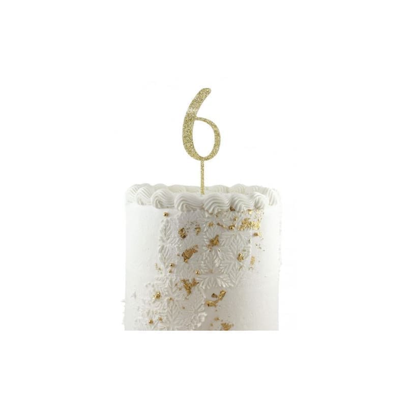 Cake Topper Acrylic Glitter Gold 6