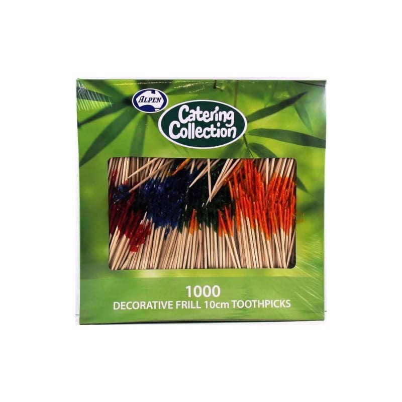 Tooth Picks 10cm Assorted Frill Pk1000