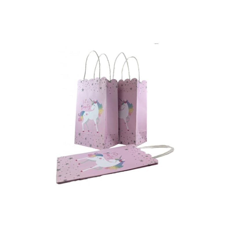 Party Bags Paper Unicorn Pink Pk5