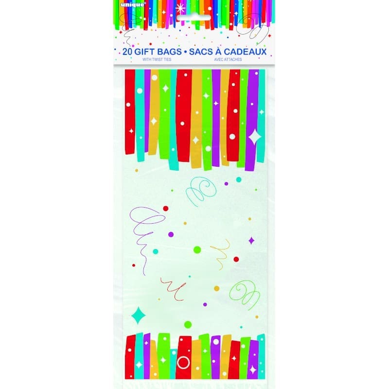Cello Bags Rainbow Ribbons Pk20