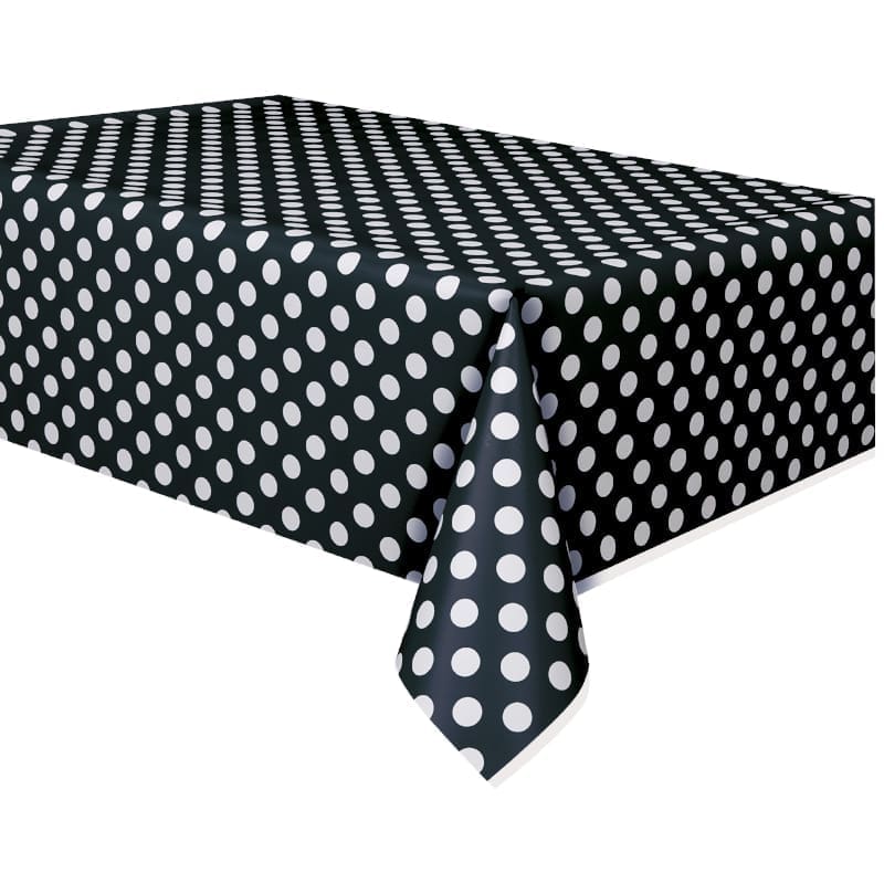 Tablecloth Rect Dots Black Plastic DNR
