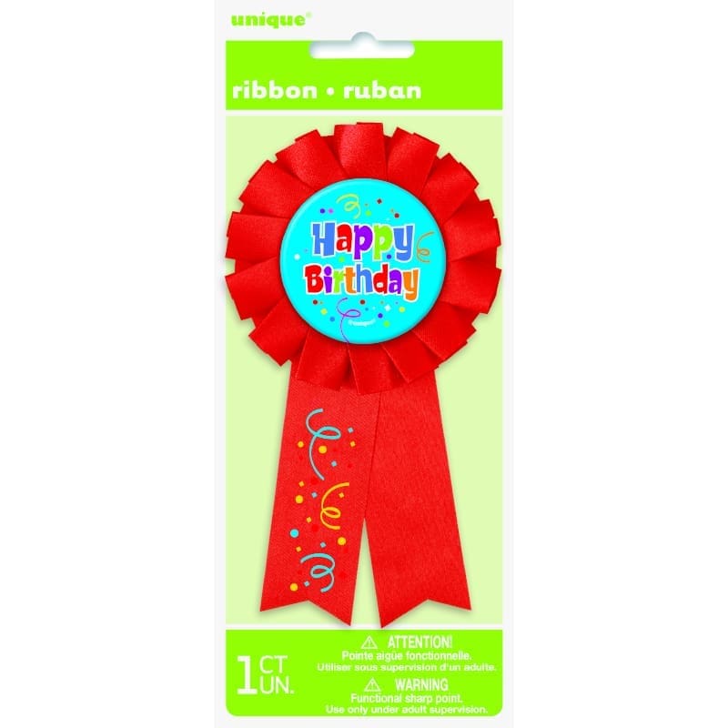 Badge Rosette Happy Birthday Red