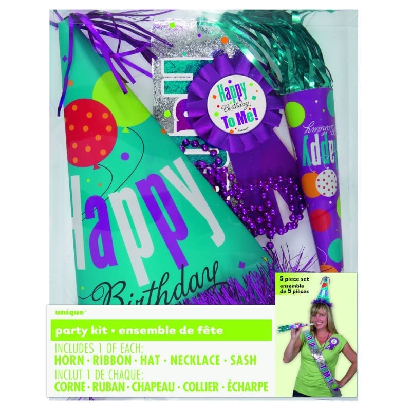 Party Kit Happy Birthday Purple 5 pieces