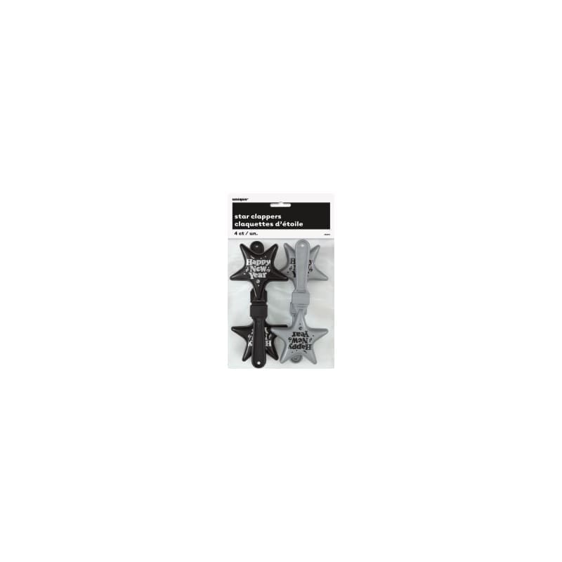 NewYear Star Clappers Black Silver Pk4