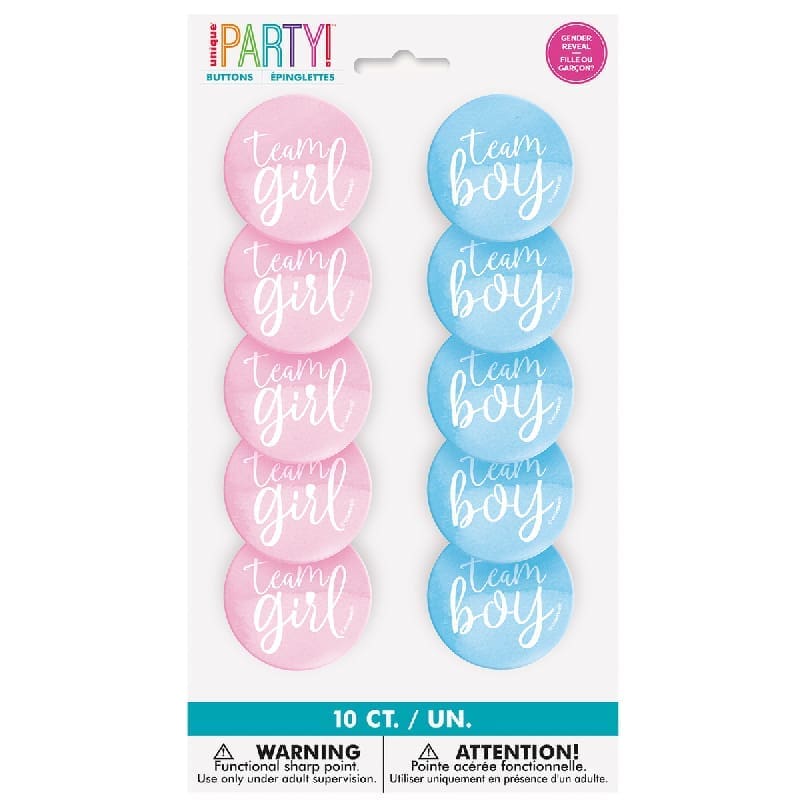 Badges Gender Reveal Teams Pk10