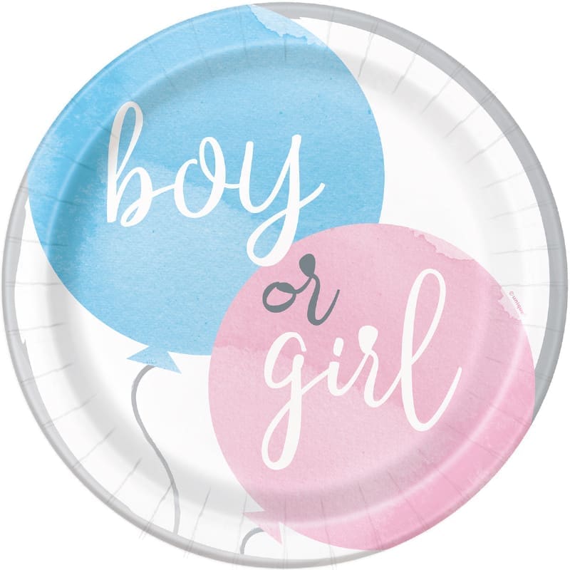 Plates 23cm Baby Reveal Balloons Pk8