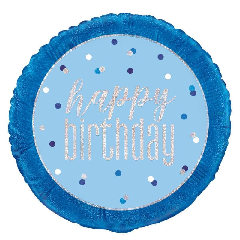 Foil 45cm Happy Birthday Blue Prismatic