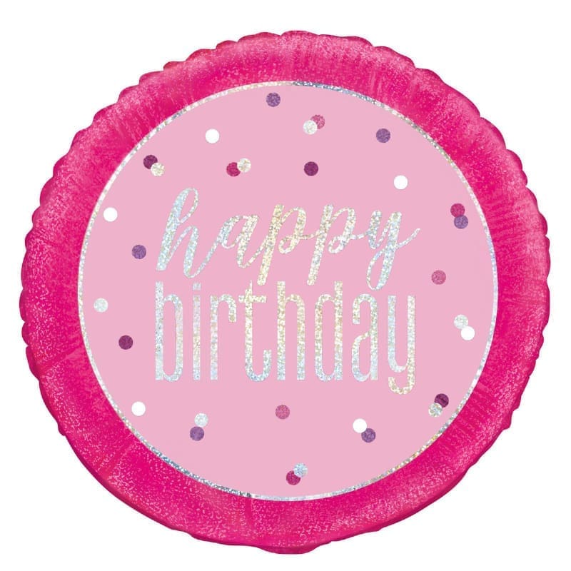 Foil 45cm Happy Birthday Pink Prismatic