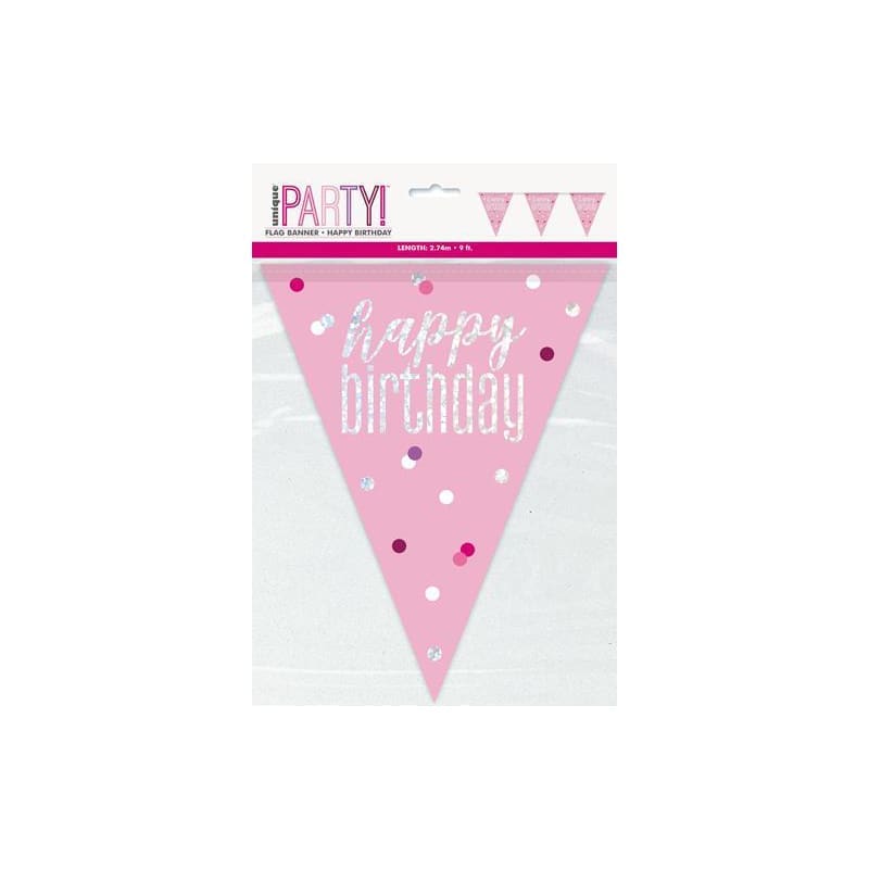 Flag Banner Birthday Pink 2.74m