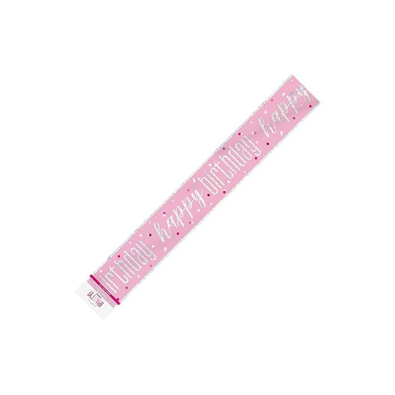 Foil Banner Happy Birthday Pink 2.74m