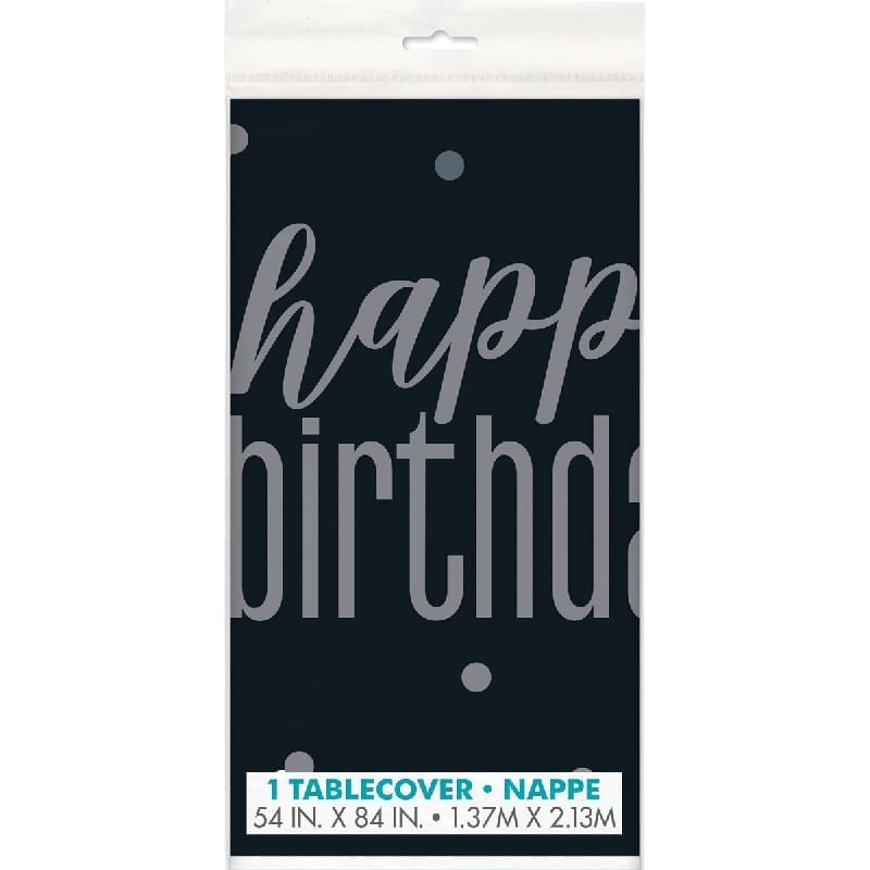 Tablecloth Happy Birthday Black Silver