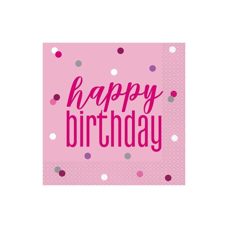 Napkins Birthday Pink Pk16