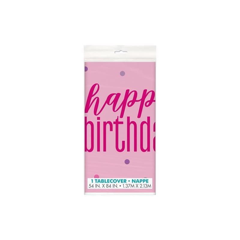 Tablecloth Glitz Birthday Pink Rect