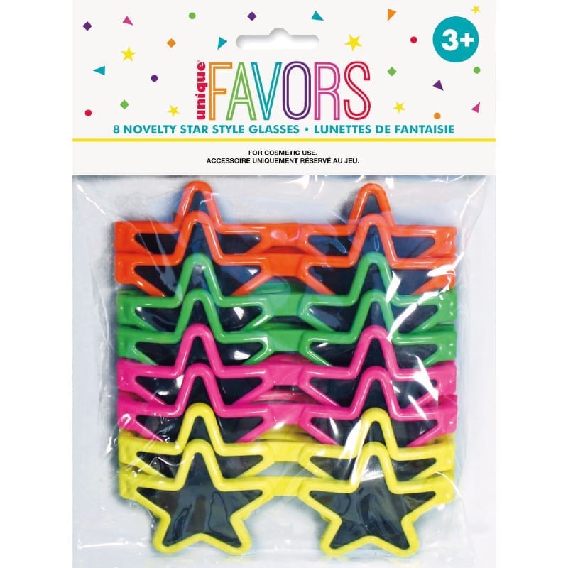 Sunglasses Star Assorted Colours Pk8