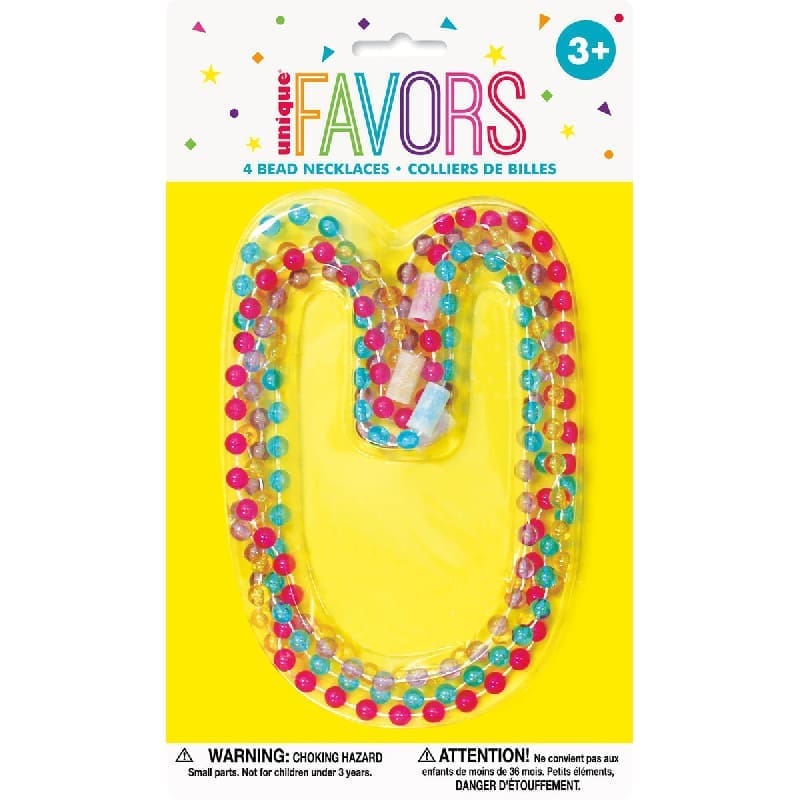 Necklace Beads Assorted Colours Pk4