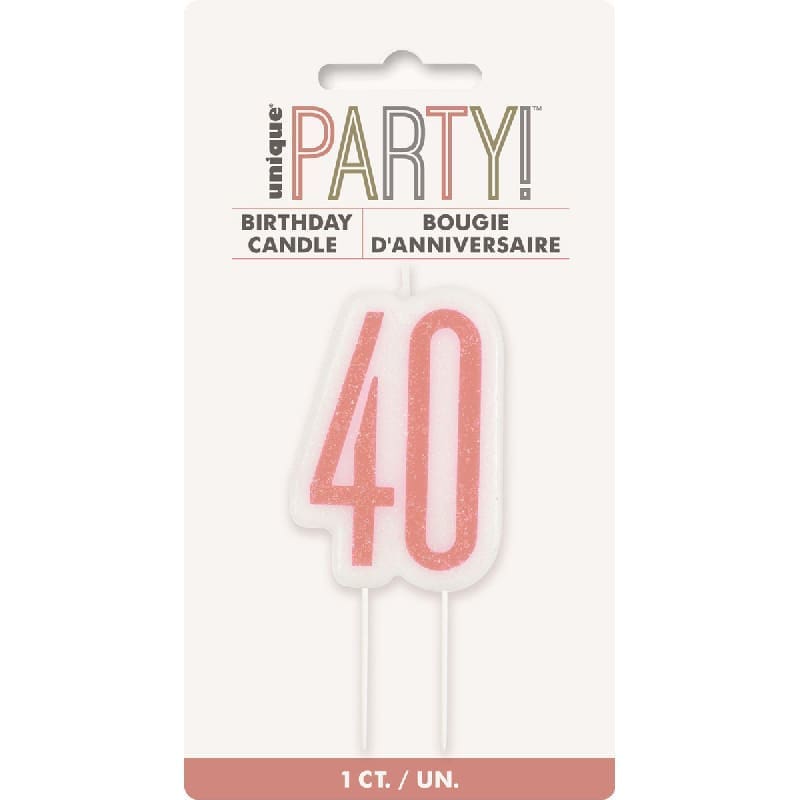 Candle 40th Glitz Rose Gold