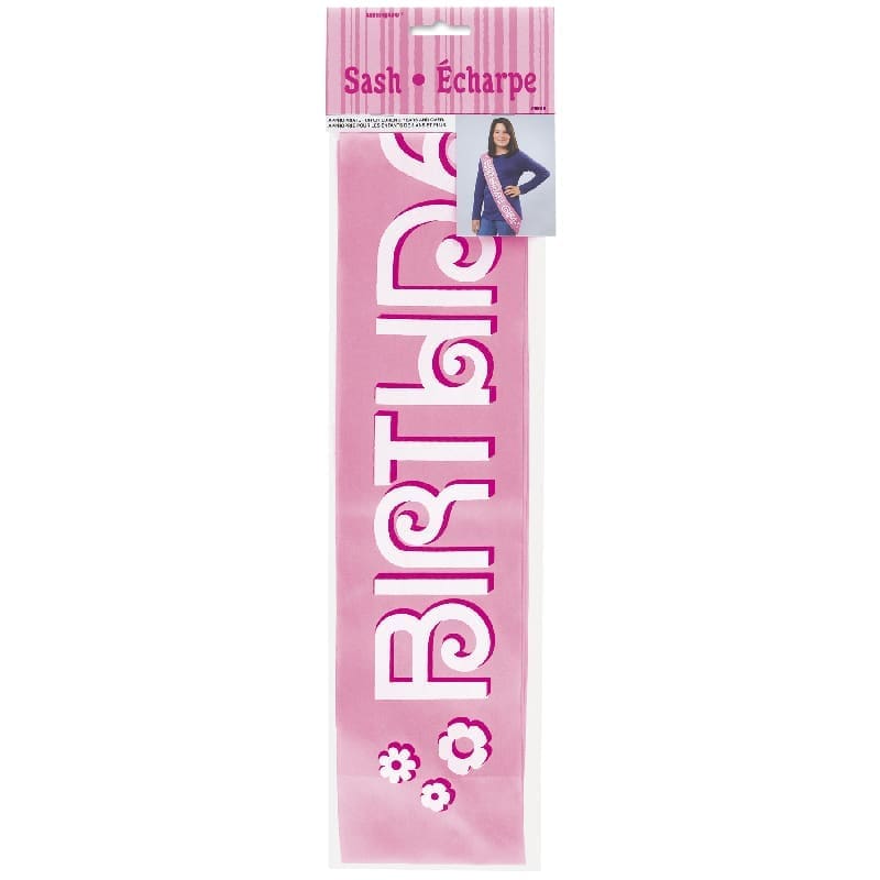 Sash Birthday Girl Satin Pink