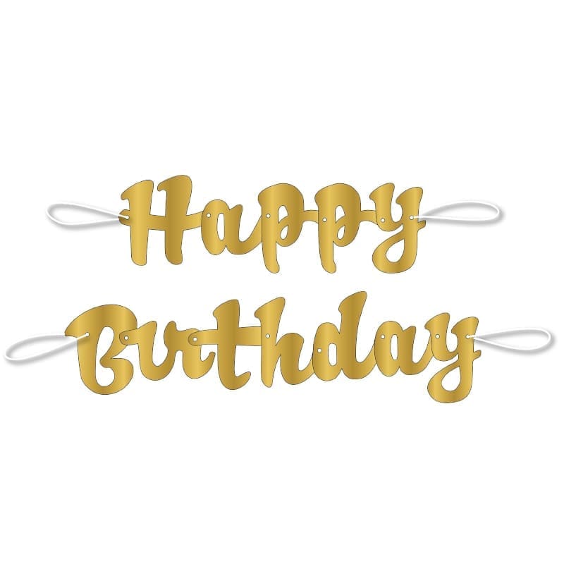 Banner Letters Jointed Happy Bday Gold