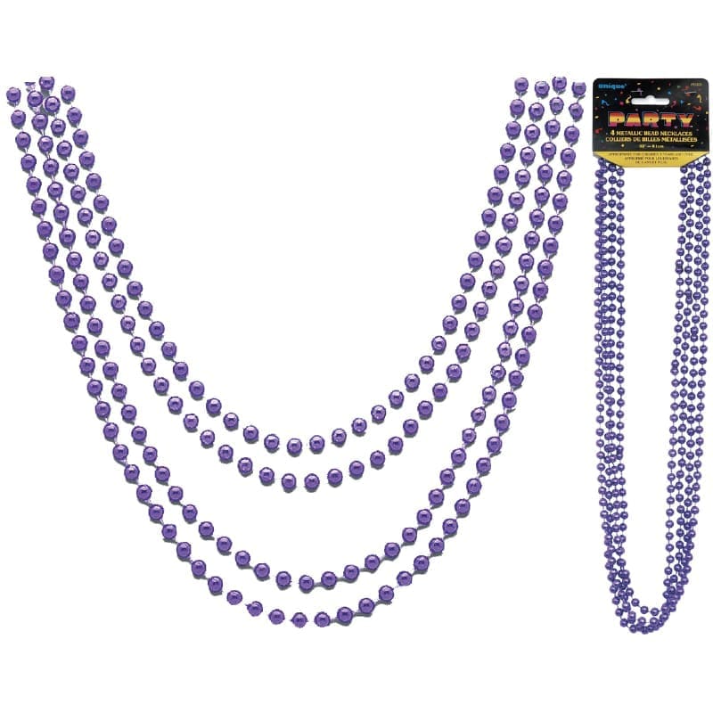 Necklaces Metallic Purple 81cm Pk4