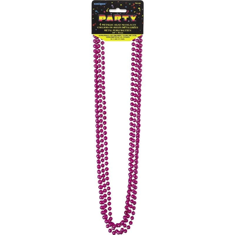 Necklaces Metallic Pink 81cm Pk4