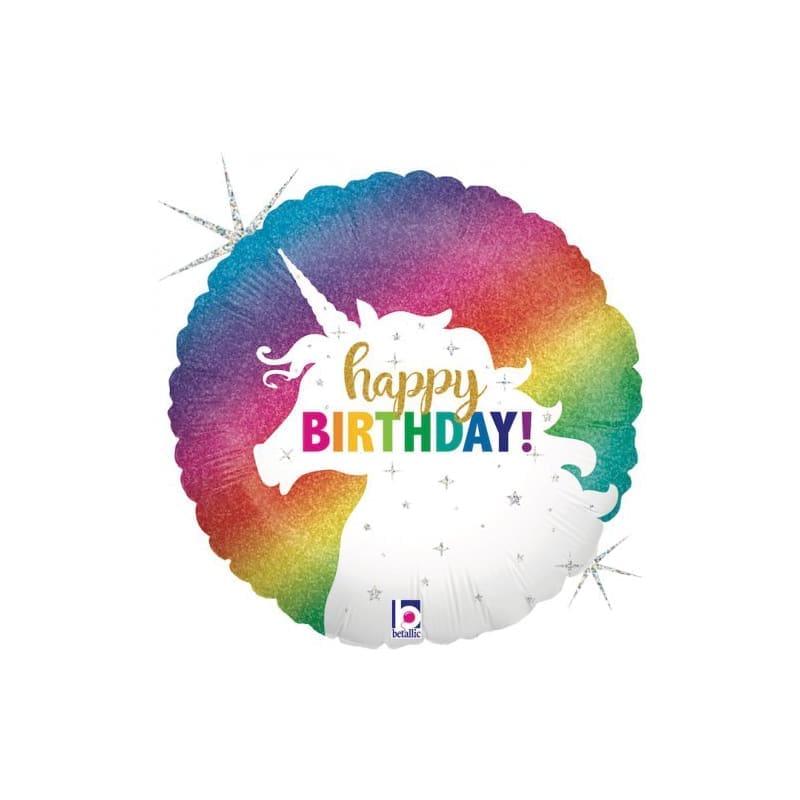 Foil 45cm Happy Birthday Unicorn Sparkle