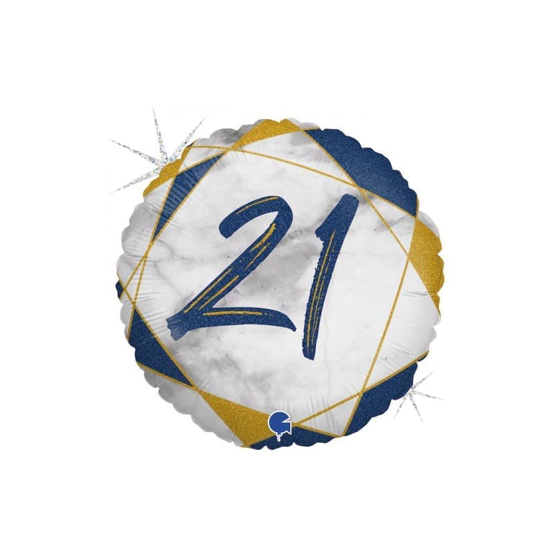 Foil 45cm 21st Marble Blue