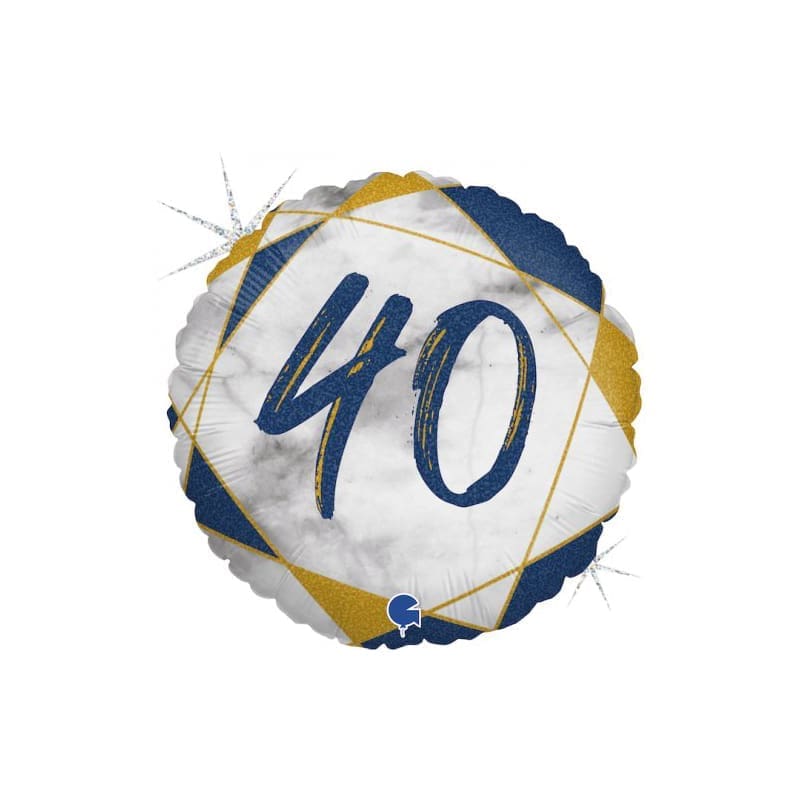 Foil 45cm 40th Marble Blue