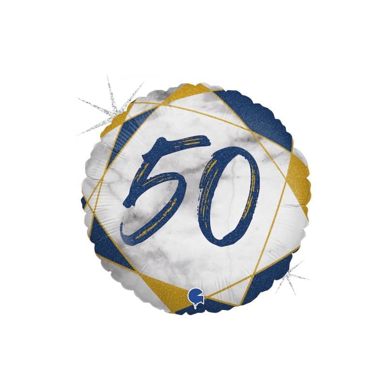 Foil 45cm 50th Marble Blue