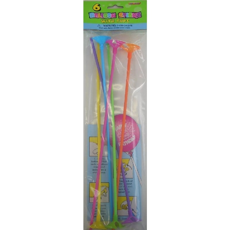 Balloon Sticks And Cups Assorted Pk6 NLA