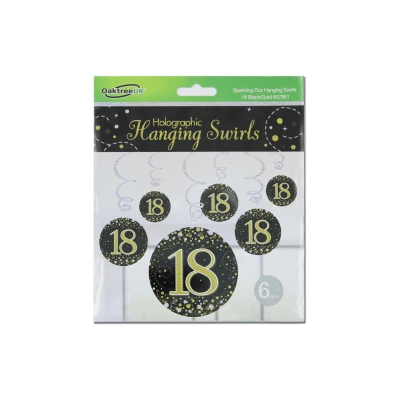 Hanging Swirls Black Gold 18 Pk6