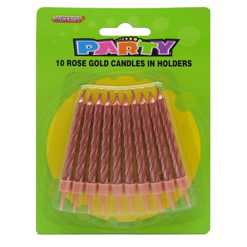 Candles Spiral In Holders Rose Gold Pk10