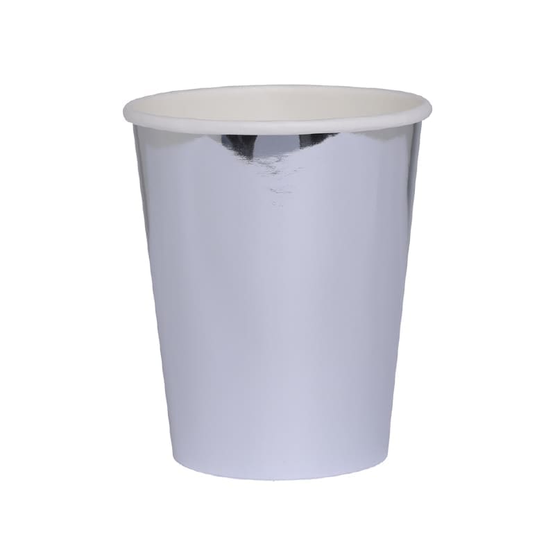 Cups Paper 260ml Metallic Silver Pk20