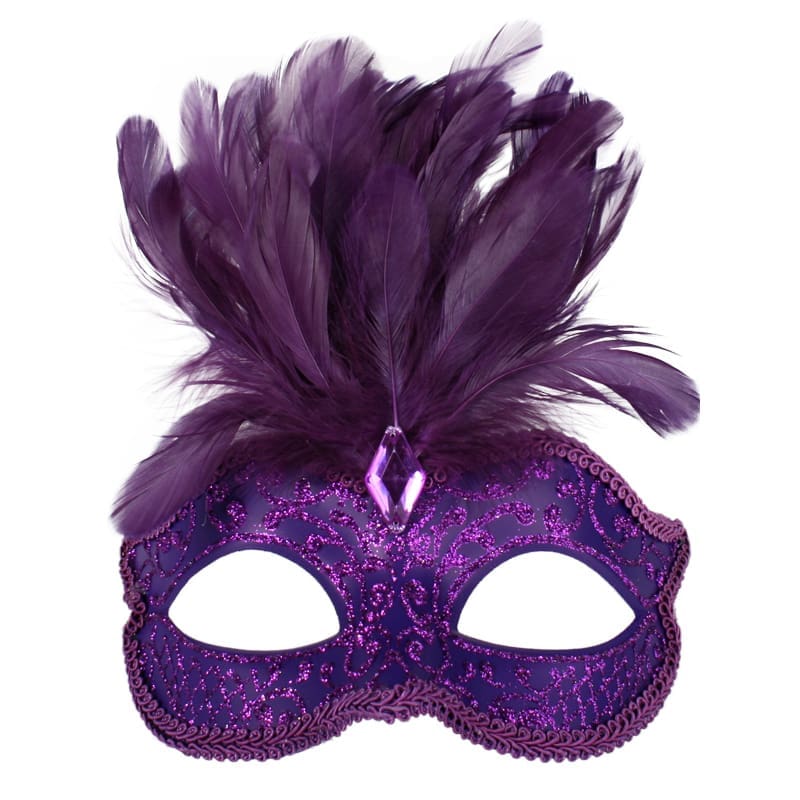 Mask Daniella Purple With Feathers