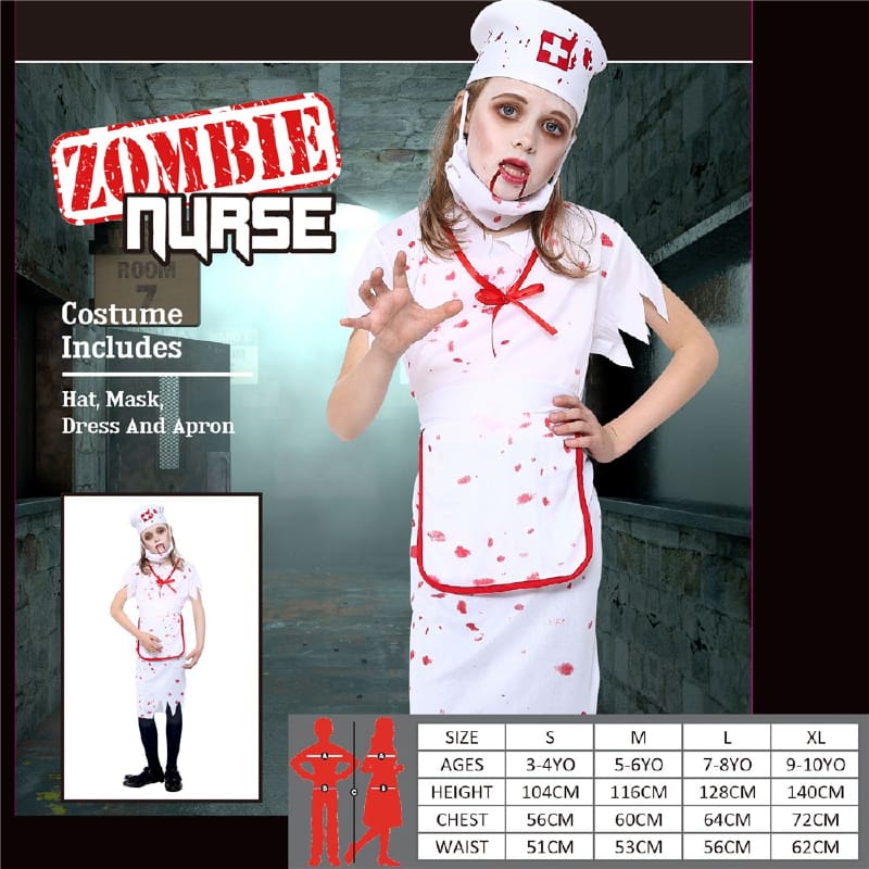 Costume Child Zombie Nurse L or XL