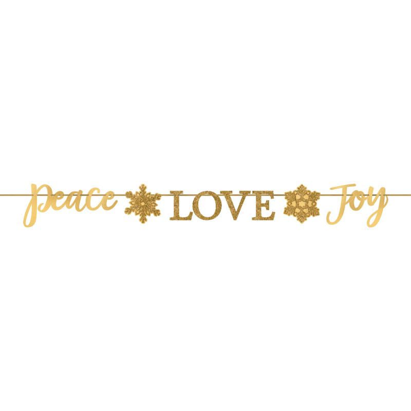 Banner Peace Love Joy Gold DNR