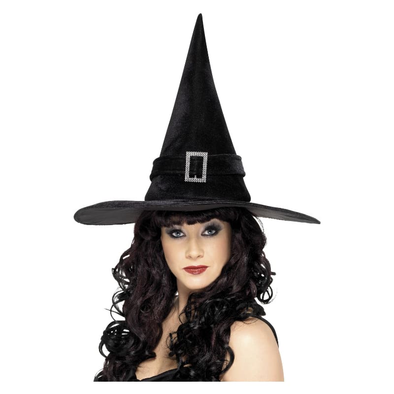 Witch Hat Adult Black Diamonte Buckle