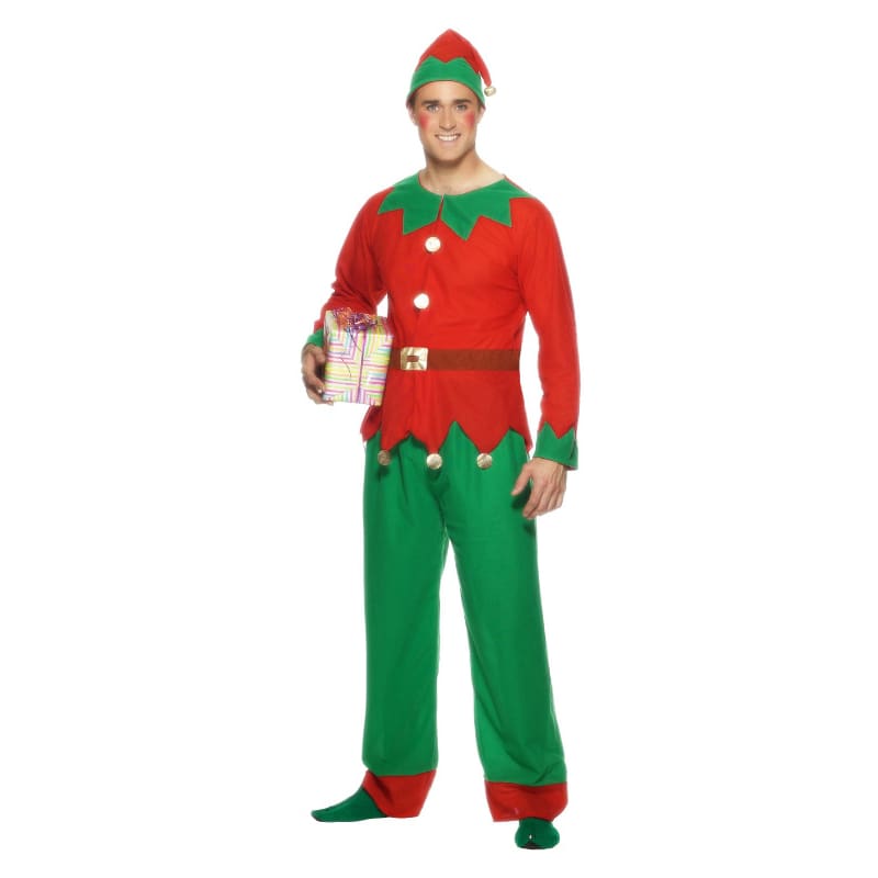 Costume Adult Elf Man Red Top M