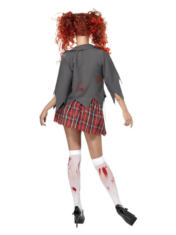 Kids Zombie School Girl Fancy Dress Outfit All In One Scary Costume